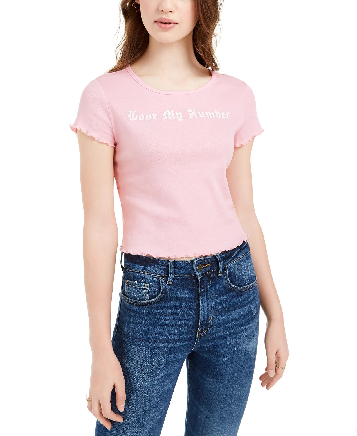 Love Tribe Juniors' Lose My Number T-Shirt Pink Size Large