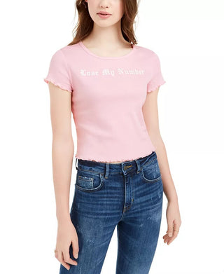 Love Tribe Juniors' Lose My Number T-Shirt Pink Size Medium