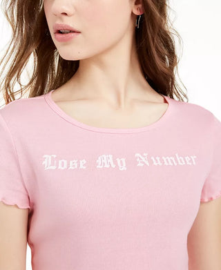 Love Tribe Juniors' Lose My Number T-Shirt Pink Size Medium