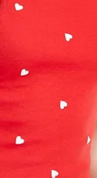 Love Tribe Juniors' Heart-Print Lettuce-Edge T-Shirt Bright Red Size Medium