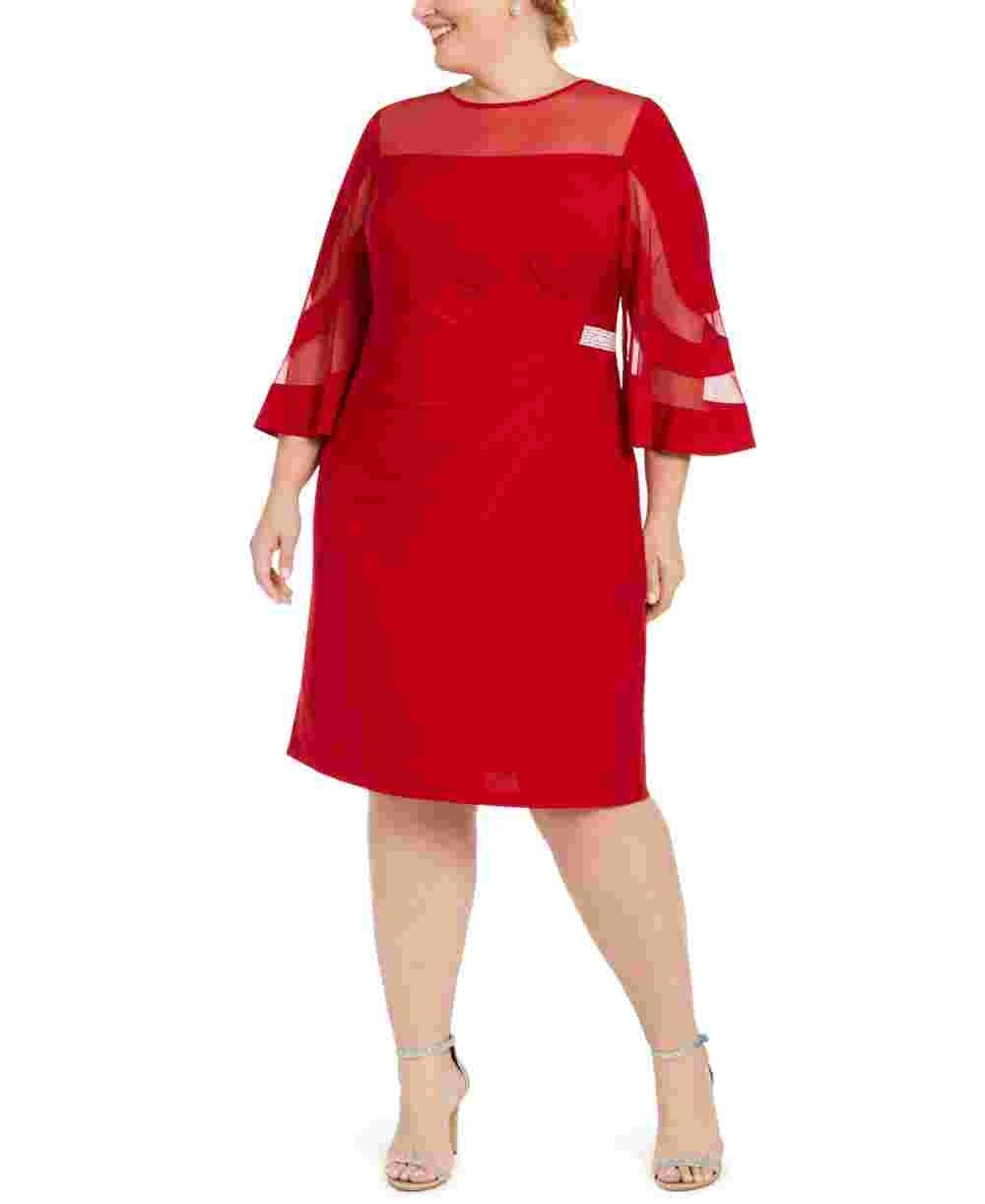 R & M Richards Women’'s Sheer Dress Red Size 18W