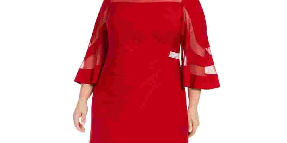 R & M Richards Women’'s Sheer Dress Red Size 18W