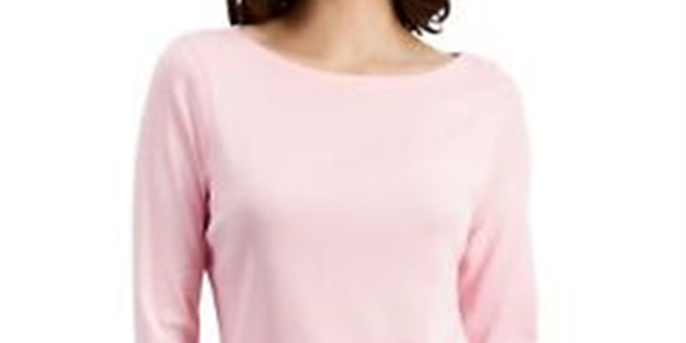 Charter Club Women's Pima Cotton Button Shoulder Top Pink Size Petite Medium