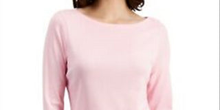 Charter Club Women's Pima Cotton Button Shoulder Top Pink Size Petite Medium