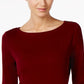 Charter Club Women's Pima Cotton Button Shoulder Top Red Size Petite Small