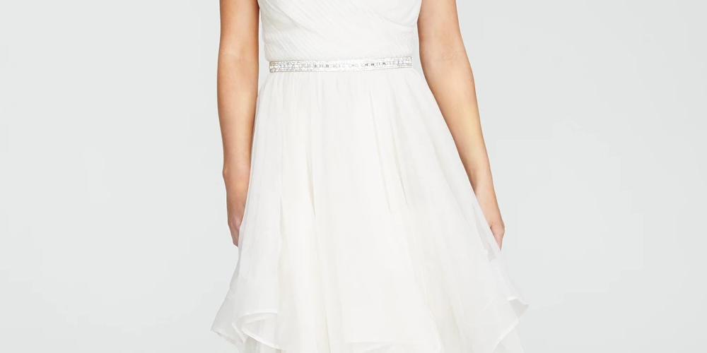 Sequin Hearts Junior's Rhinestone Belted Gown Ivory Size 15