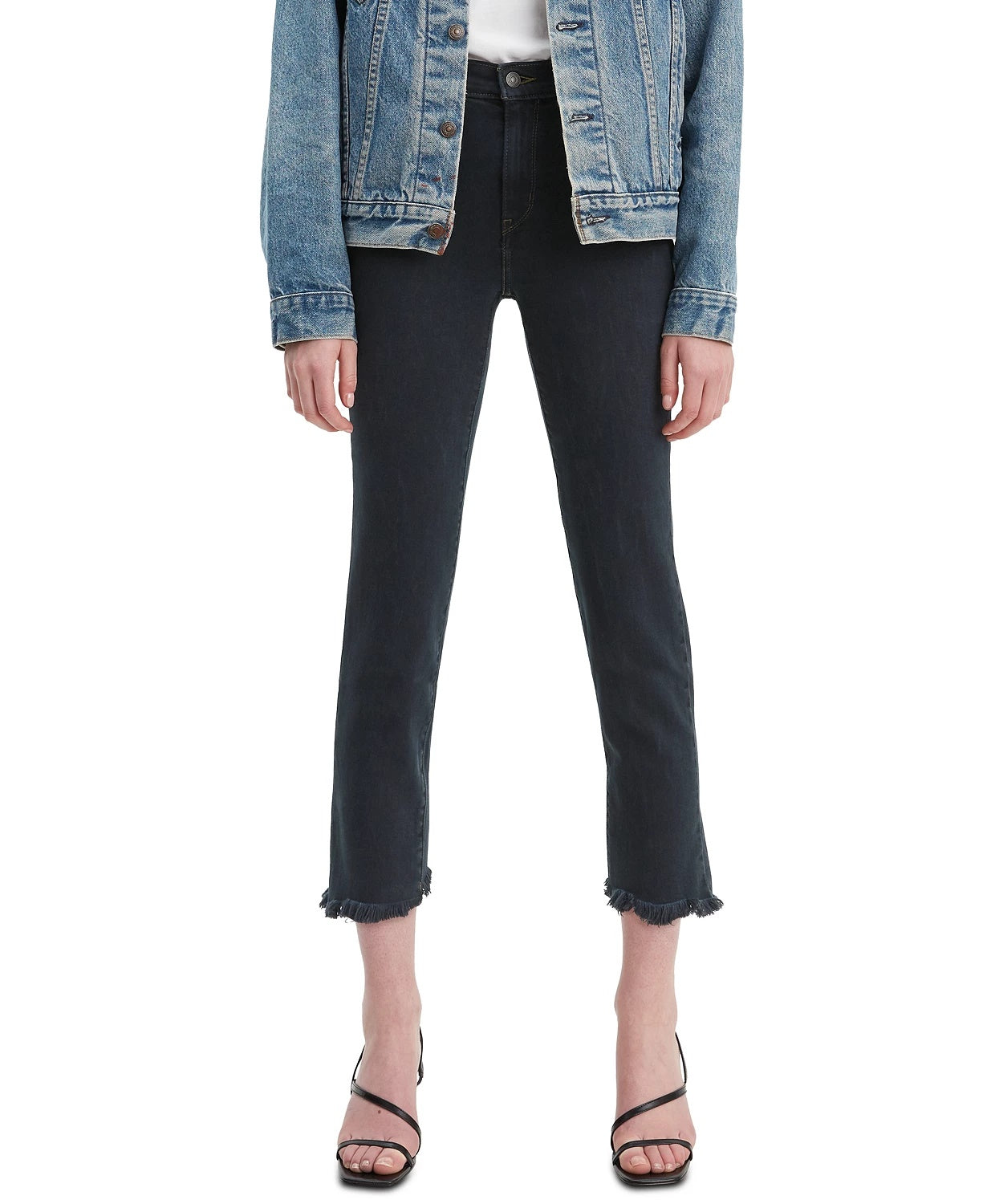 Levi's Women's 724 Raw-Hem Cropped Straight-Leg Jeans Blue Size 32