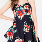 Sequin Hearts Junior's Floral Double Ruffle Dress Red Size 5