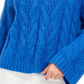 Sun + Moon Women's Cowl Neck Cable Knit Sweater Blue Size Small