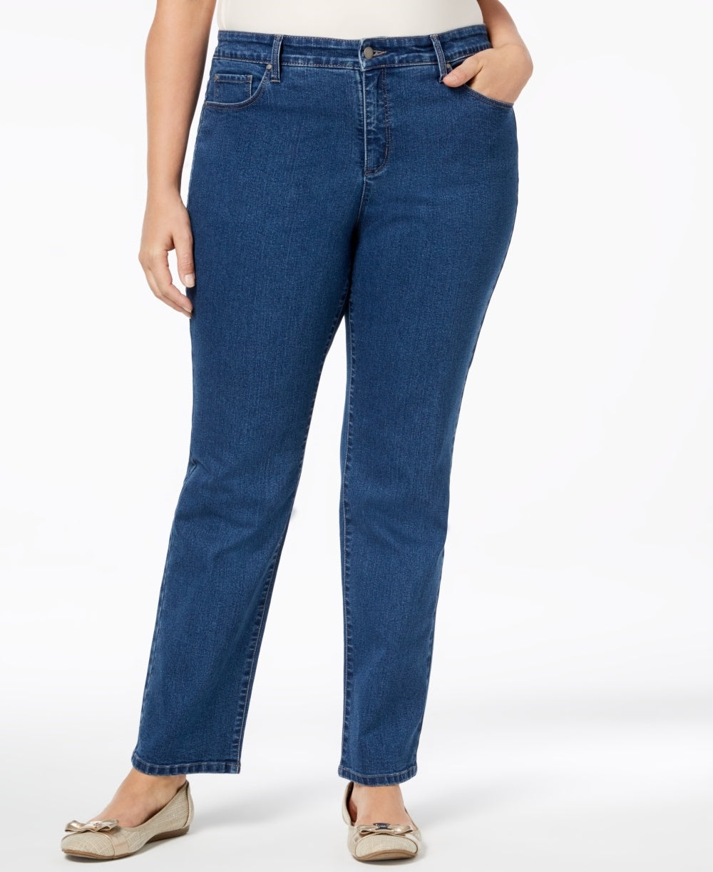 Charter Club Women's Plus Size & Petite Plus Size Lexington Tummy-Control Straight-Leg Jeans, Blue Size 24W