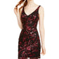 Sequin Hearts Junior's Sequined Illusion Back Dress Black, Red Size 0