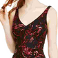 Sequin Hearts Women's Sequined Printed Sleeveless V Neck Short Body Con Cocktail Dress Black Red Size 7