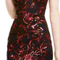 Sequin Hearts Women's Sequined Printed Sleeveless V Neck Short Body Con Cocktail Dress Black Red Size 7