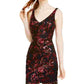 Sequin Hearts Women's Sequined Printed Sleeveless V Neck Short Body Con Cocktail Dress Wine Size 11