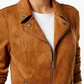 Style & Co Women's Faux Suede Moto Jacket Brown Size Petite Small