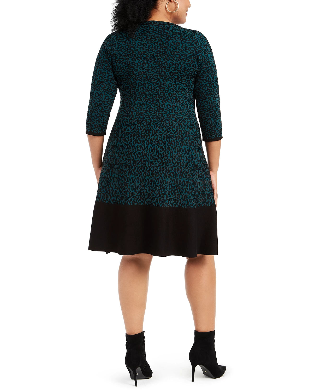 Taylor Women's Plus Size Animal-Print Sweater Dress Green Size Extra Large