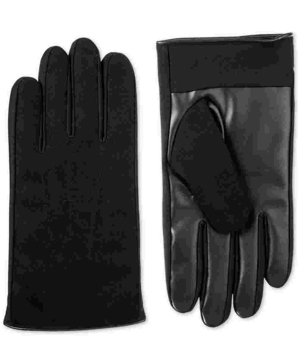 Isotoner Signature Men's Faux Leather Driving Gloves Black Size Large