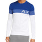 Armani Exchange Men's Regular Fit Colorblocked Stripe Logo Sweater White Coloblocked Size X-Large