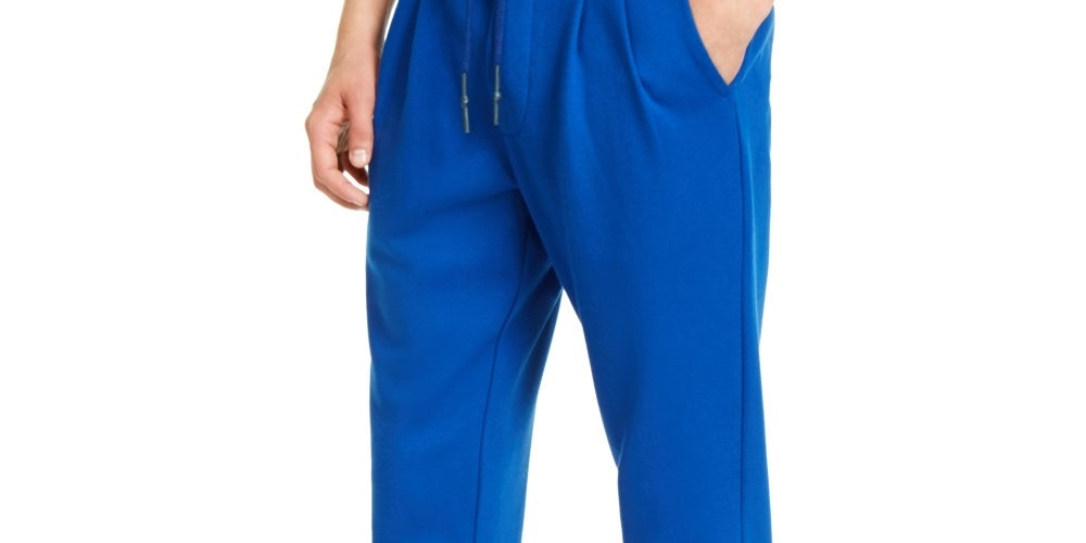 Armani Exchange Men's Athletic Straight Fit Pleated Logo Print Sweatpants Blue Size XX-Large