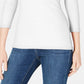 INC International Concepts Women's V-Neck Top White Size Petite Medium