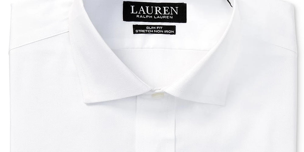 Lauren Ralph Lauren Men's Slim Fit Non Iron Stretch Pinpoint Dress Shirt White Size 17.5X34X35