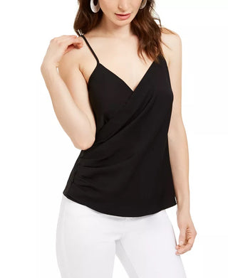 LEYDEN Women's Draped Surplice Tank Black Size Medium