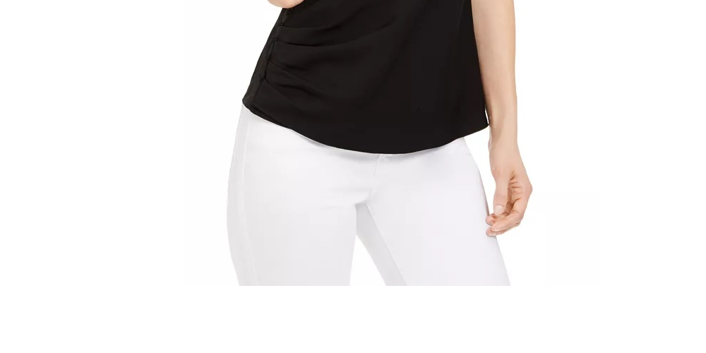 LEYDEN Women's Draped Surplice Tank Black Size Medium