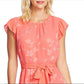 CeCe Women's Clip Floral Flutter Sleeve Dress Orange Size Small
