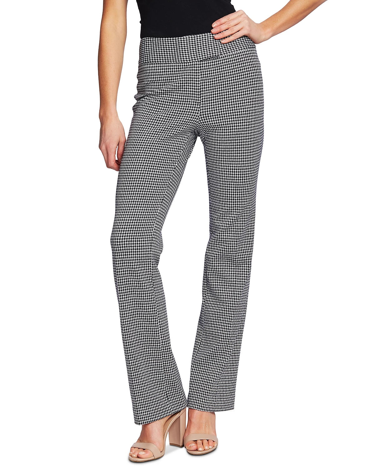 Cece Women's Houndstooth High Rise Bootcut Pants Gray Size 2