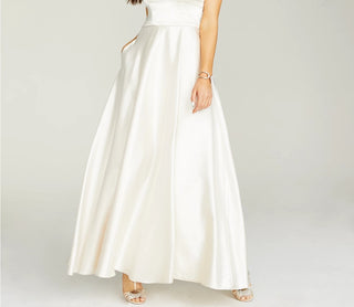 Sequin Hearts Juniors' Strappy-Back Satin Gown White Size 13