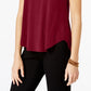 Alfani Women's Satin Trim High Low T-Shirt Red Size Petite Small