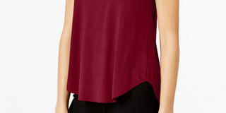 Alfani Women's Satin Trim High Low T-Shirt Red Size Petite Large