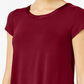 Alfani Women's Satin Trim High Low T-Shirt Red Size Petite Small-Medium