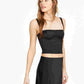 Danielle Bernstein Women's Satin Sleeveless Square Neck Crop Top Black Size 10
