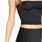 Danielle Bernstein Women's Satin Sleeveless Square Neck Crop Top Black Size 10