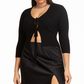 Danielle Bernstein Women's Plus Size Tie Front Cardigan Black Size 1X