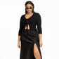 Danielle Bernstein Women's Plus Size Tie Front Cardigan Black Size 1X