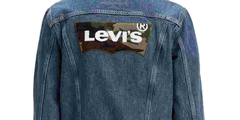 Levi's Men's Chenille Logo Denim Trucker Jacket Navy Size X-Large