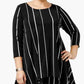 Alfani Women's Petite Largeus Size Striped High-Low Top Black 0X