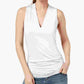 INC International Concepts Women's Sleeveless V Neck Top White Size Large