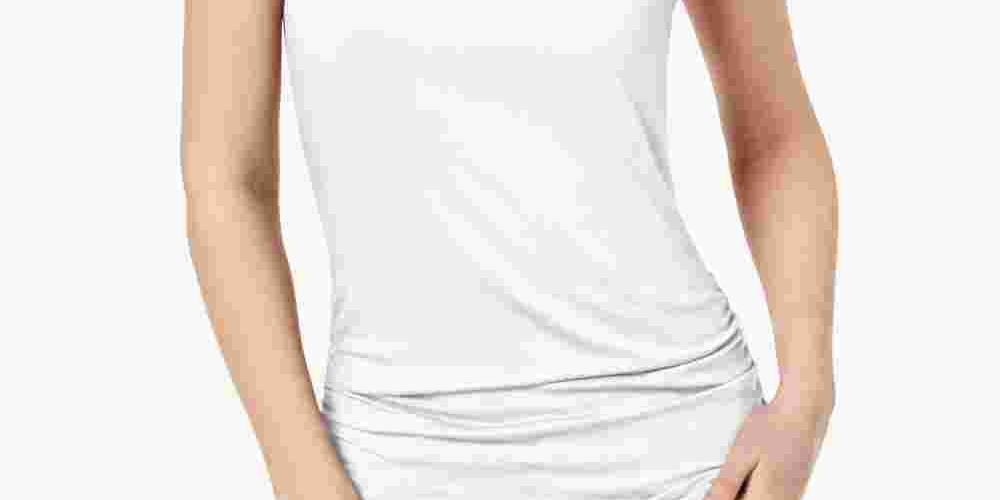 INC International Concepts Women's Sleeveless V Neck Top White Size Large