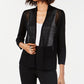 Alfani Women's Mixed Stitch Open Front Cardigan  Black Size Petite Large