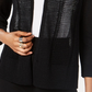 Alfani Women's Mixed Stitch Open Front Cardigan  Black Size Petite Large