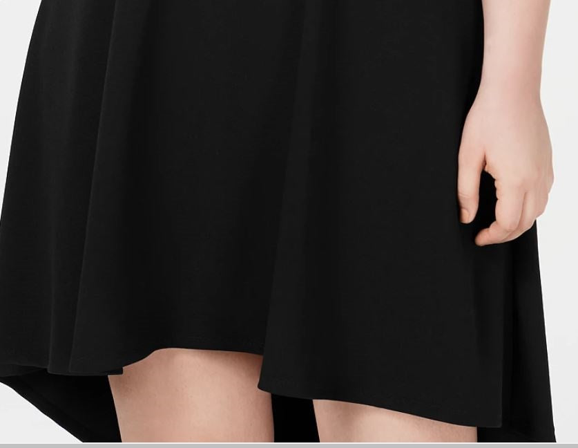 City Studios Women's Spaghetti Strap Off Shoulder Above The Knee Fit Flare Party Dress Black Size 24W