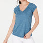 Ideology Women's Teal Short Sleeve V Neck Top Blue Size Medium