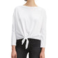 Levi's Women's Tie Front Long Sleeve Cotton T-Shirt White Size Extra Small