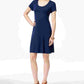 Style & Co Women's Petite Short-Sleeve A-Line Dress Blue Petite Large