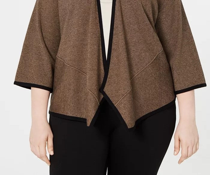 Alfani Women's Plus Size Drape-Front Cardigan  Dark Beige Size 1X