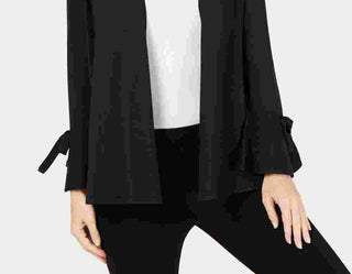 Alfani Women's Open Front Tie Sleeve Cardigan Sweater Black Size X-Small