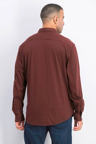 Docker Men's Alpha Ultimate Slim Fit Smart Flex Stretch Shirt Red Size X-Large